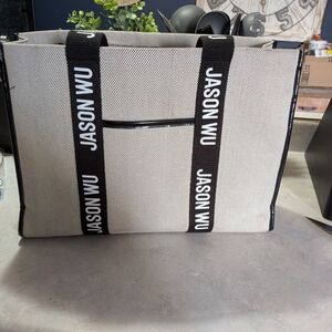 Jason Wu Beige Canvas Tote with Black Logo Straps